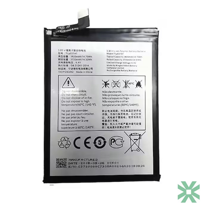 TCL 20E (6125D, 6125F, 6125H) (TLP038DA, TLP038D1) Uyumlu Batarya Pil 4000 mAh