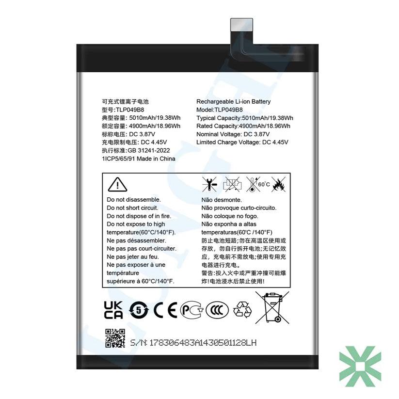 TCL 505 (TLP049B8) Uyumlu Batarya Pil 5010 mAh