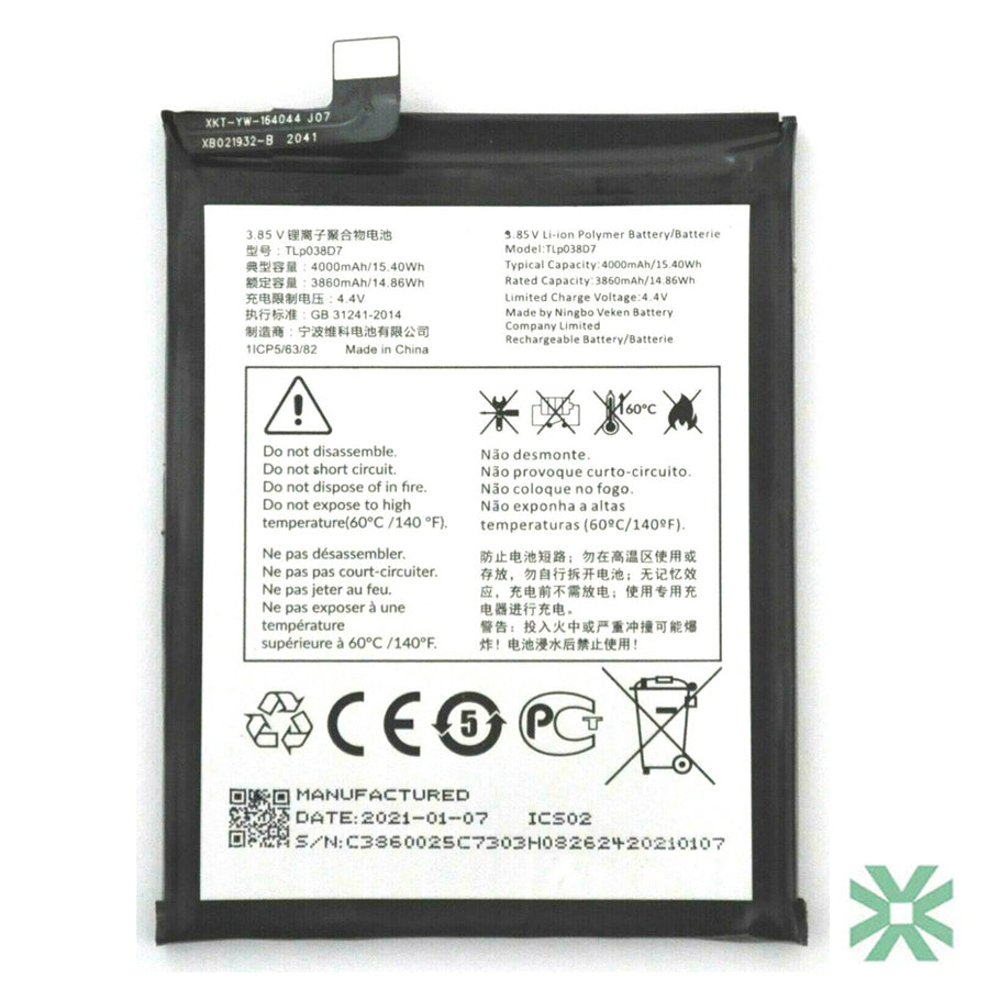 Alcatel 1SE 2020 (5030F) Uyumlu Batarya Pil 4000 mAh (TLp038D7 - TLp038D1)