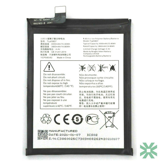 Alcatel 1SE 2020 (5030F) Uyumlu Batarya Pil 4000 mAh (TLp038D7 - TLp038D1)