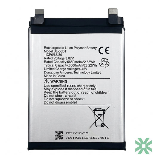 Tecno Pova 4 Pro (LG8n) Uyumlu Batarya Pil  6000 mAh BL-58DT
