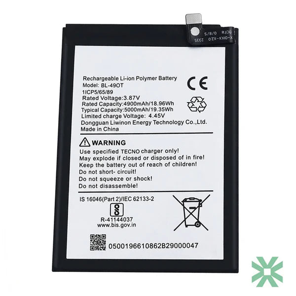 Tecno Spark 20 (KJ5, KJ5N) Uyumlu Batarya Pil  5000 mAh (BL-49ST)