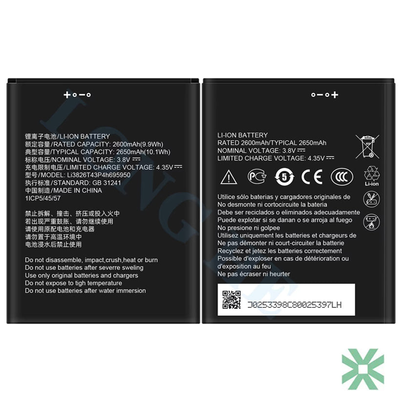 ZTE BLADE A5 2019 Uyumlu Batarya Pil 2650 mAh (Li3826T43P4h695950)