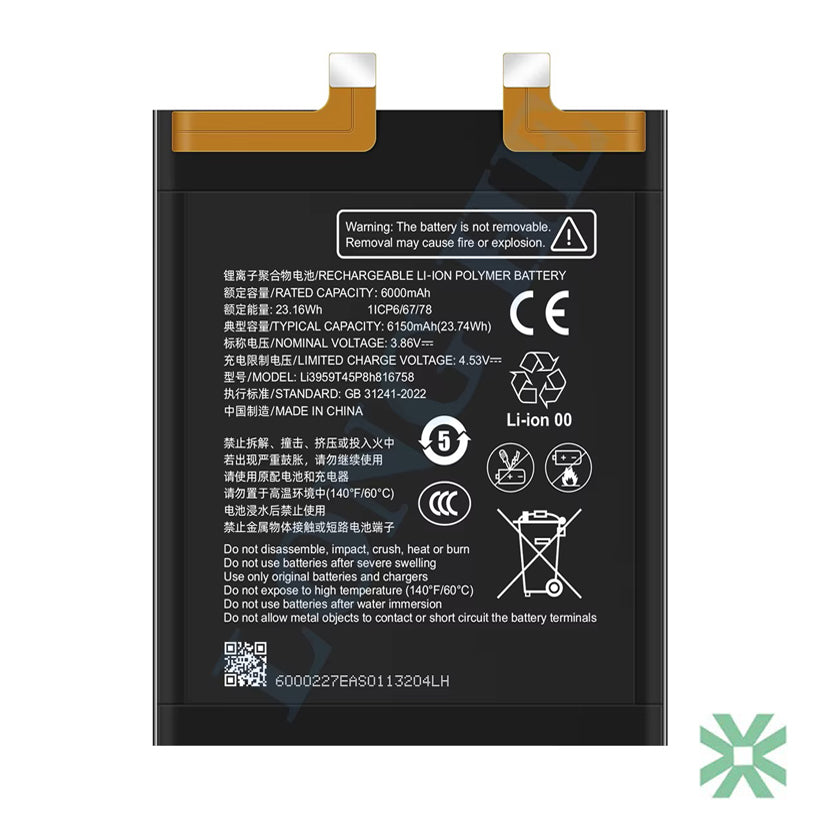 ZTE Nubia Z70 (NX733J) Uyumlu Batarya Pil  6150 mAh (Li3959T45P8h816758)